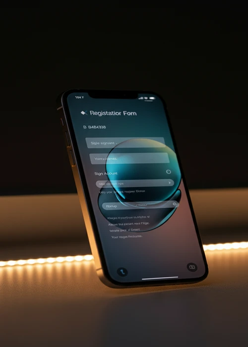 Roospin Casino registration form interface showing fields for account creation and login details on a mobile device.
